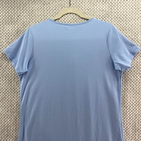 LL Bean Dress Womens M Blue Cotton Stretch Mini T-Shirt Short Sleeve Scoop Neck - Picture 6 of 10